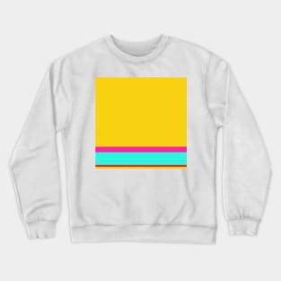 A singular commixture of Red (Pigment), Persian Rose, Golden Yellow and Fluorescent Blue stripes. Crewneck Sweatshirt